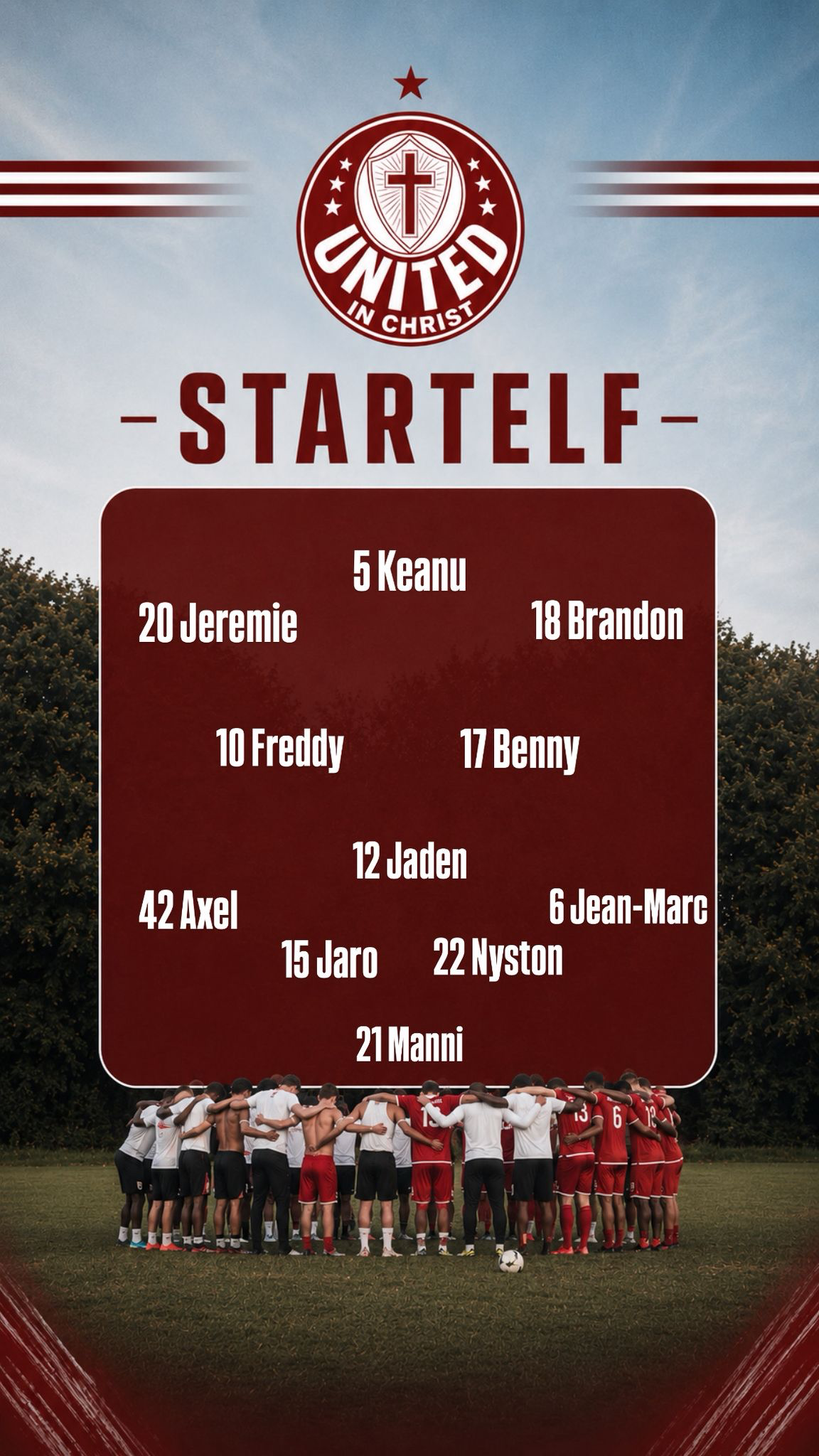United in Christ Startelfgrafik mit Mannschaftskreis